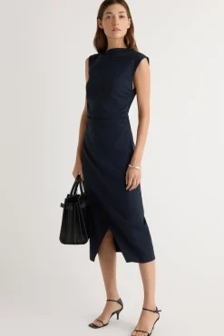 Hua Jia Manon Asymmetric-Neck Ruched Dress< Dresses
