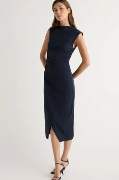 Hua Jia Manon Asymmetric-Neck Ruched Dress< Dresses