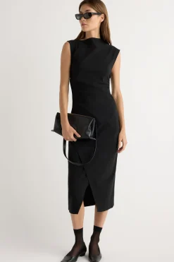 Hua Jia Manon Asymmetric-Neck Ruched Dress< Dresses