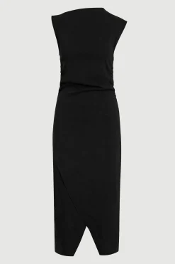 Hua Jia Manon Asymmetric-Neck Ruched Dress< Dresses