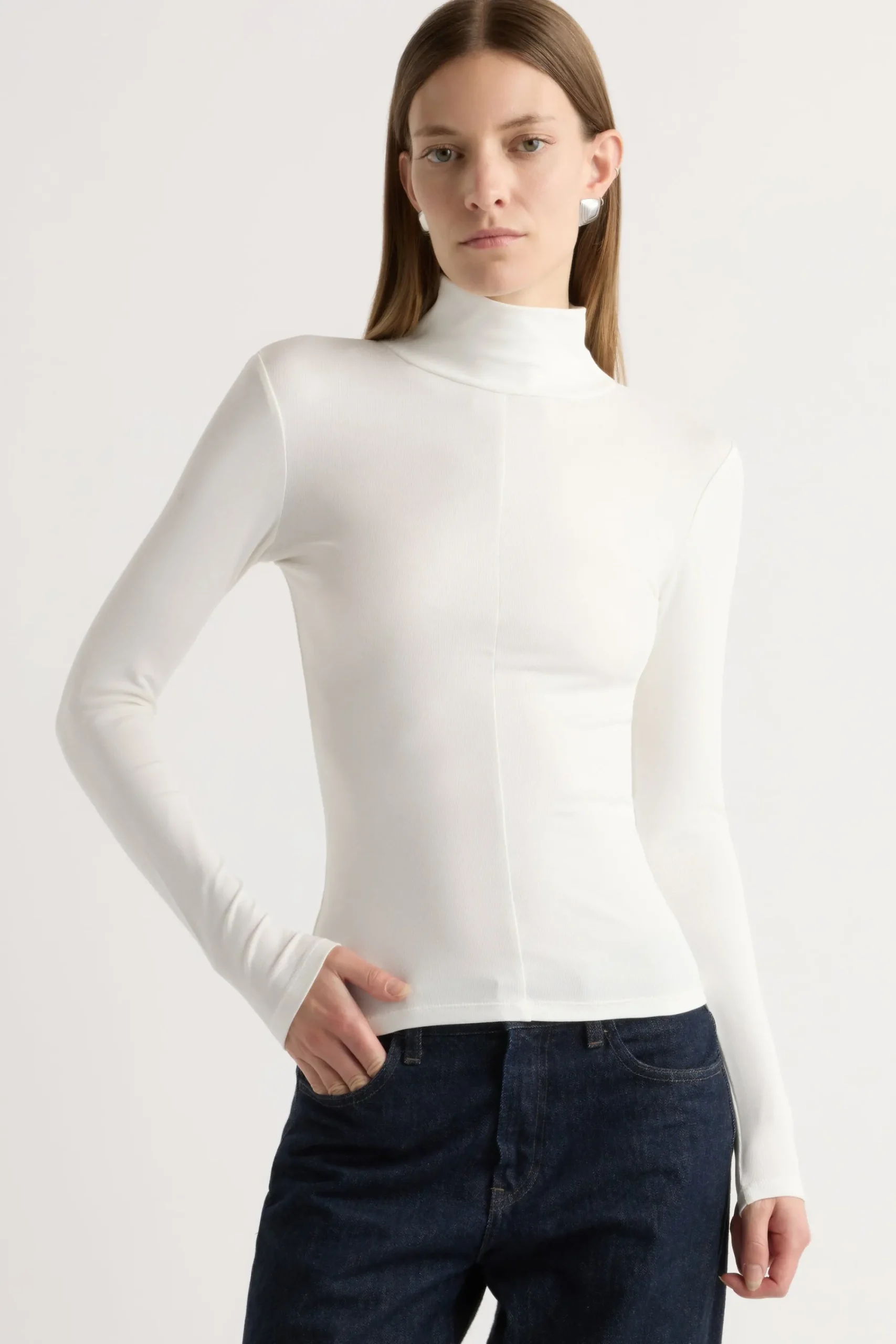 Asia Consultancy Co., Ltd Michi Seam-Detail Turtleneck Tee< Tees|Tops