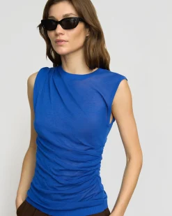 Brilliant Wise Corporation Limited Mikey Semi-Sheer Asymmetric-Ruched Top< Sweaters|Tops