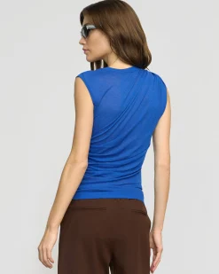Brilliant Wise Corporation Limited Mikey Semi-Sheer Asymmetric-Ruched Top< Sweaters|Tops