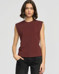 Lever Style LLC Nana Organic Cotton Structured-Shoulder Tee< Tees|Tops