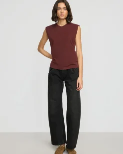 Lever Style LLC Nana Organic Cotton Structured-Shoulder Tee< Tees|Tops
