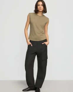 Lever Style LLC Nana Organic Cotton Structured-Shoulder Tee< Tees|Tops