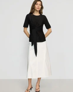 Hua Jia Nava Cotton Twill Flared Skirt< Skirts