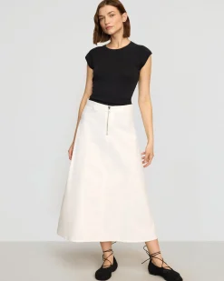Hua Jia Nava Cotton Twill Flared Skirt< Skirts