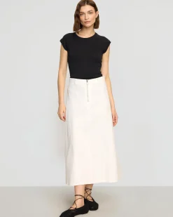Hua Jia Nava Cotton Twill Flared Skirt< Skirts