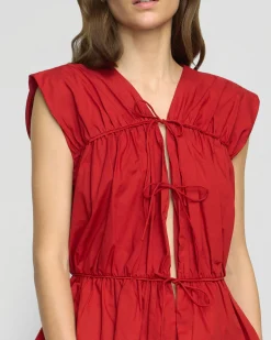 Fashion Apparels Neha Tie-Front Organic Cotton Blouse< Tops