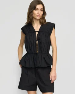 Fashion Apparels Neha Tie-Front Organic Cotton Blouse< Tops