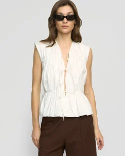Fashion Apparels Neha Tie-Front Organic Cotton Blouse< Tops