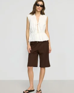 Fashion Apparels Neha Tie-Front Organic Cotton Blouse< Tops