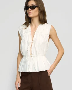 Fashion Apparels Neha Tie-Front Organic Cotton Blouse< Tops