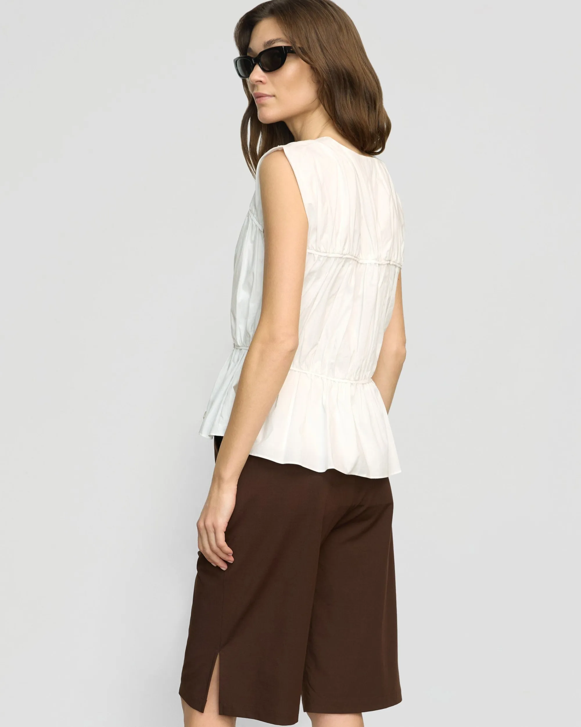 Fashion Apparels Neha Tie-Front Organic Cotton Blouse< Tops