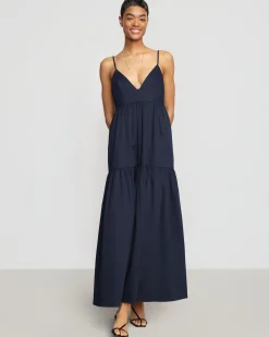 Fashion Apparels Orchid Sweetheart-Neck Tiered Cotton Maxi Dress< Dresses