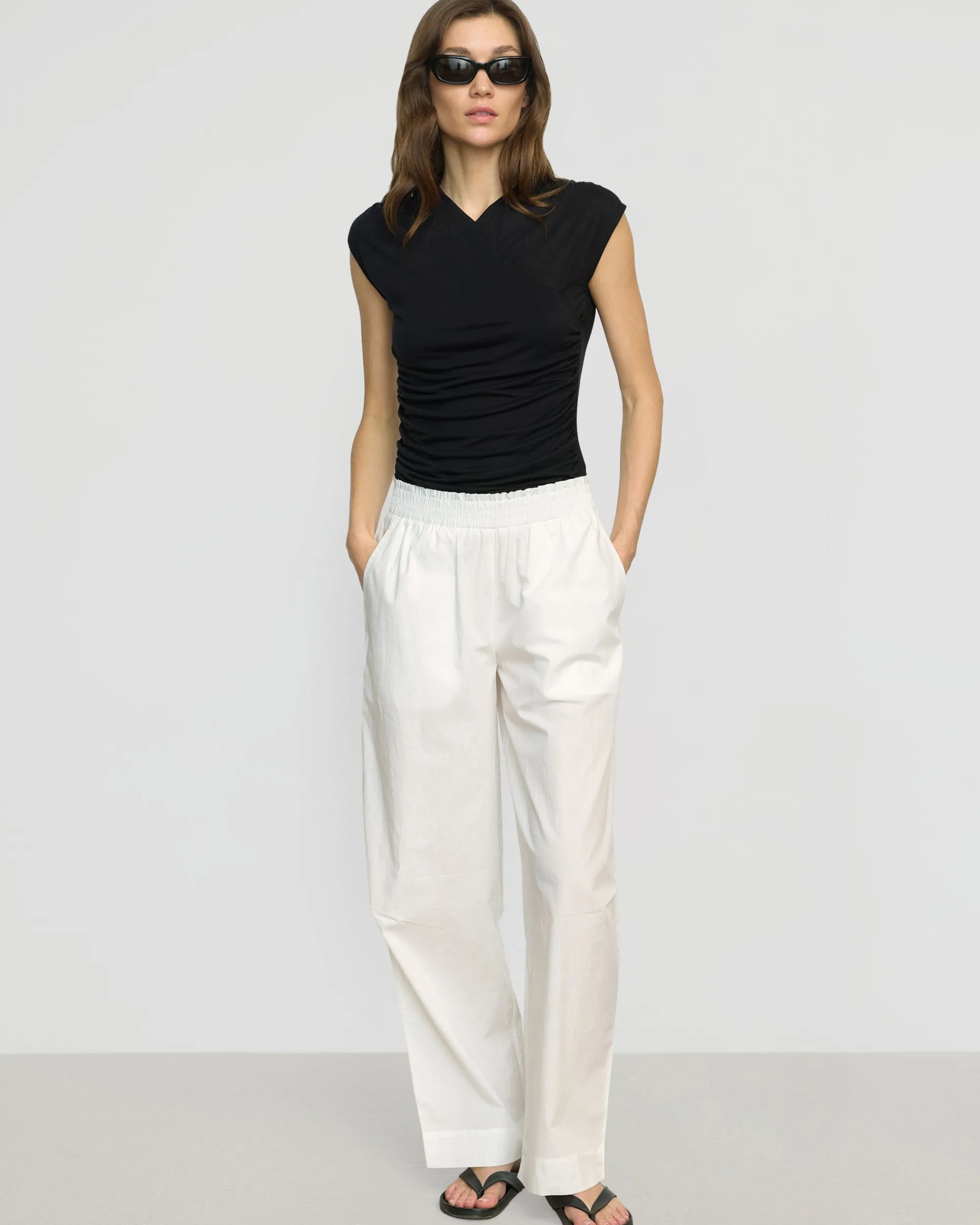 Fashion Apparels Paula Smocked-Waist Organic Cotton Pant< Pants