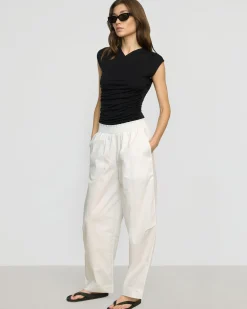 Fashion Apparels Paula Smocked-Waist Organic Cotton Pant< Pants