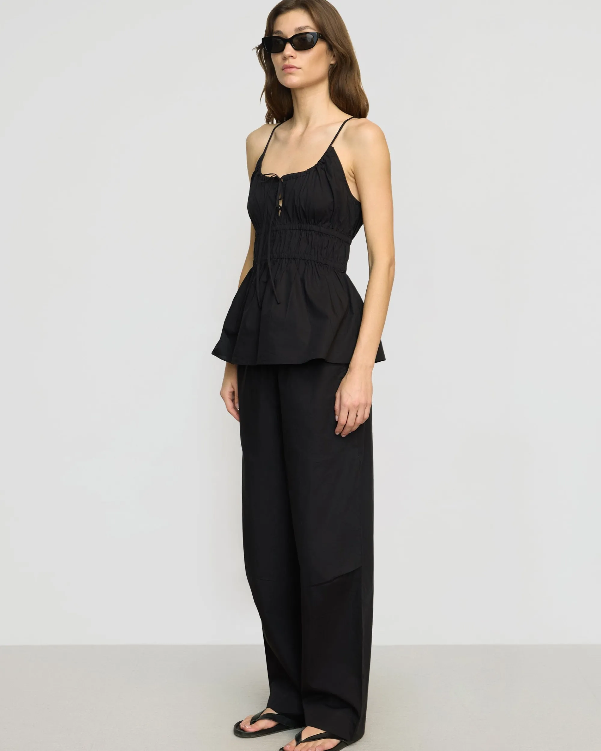 Fashion Apparels Paula Smocked-Waist Organic Cotton Pant< Pants