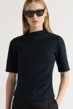 Hua Jia Pauline Ribbed Asymmetric-Neck Top< Sweaters|Tees