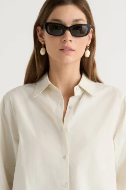 Hua Jia Phoebe Side-Button Tulip-Hem Shirt< Tops