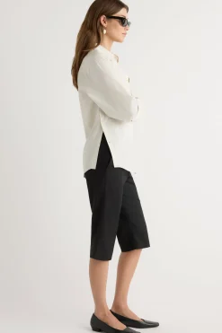 Hua Jia Phoebe Side-Button Tulip-Hem Shirt< Tops