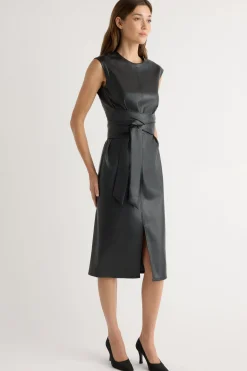 Hua Jia Pilar Vegan Leather Tie-Front Dress< Dresses