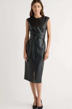 Hua Jia Pilar Vegan Leather Tie-Front Dress< Dresses