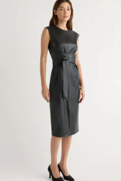 Hua Jia Pilar Vegan Leather Tie-Front Dress< Dresses