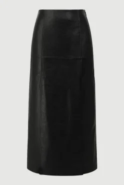 Hua Jia Rama Front-Vent Vegan Leather Skirt< Skirts