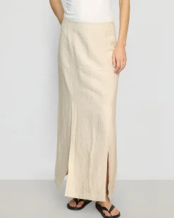 Hua Jia Ranni Front-Vent Linen-Blend Skirt< Skirts