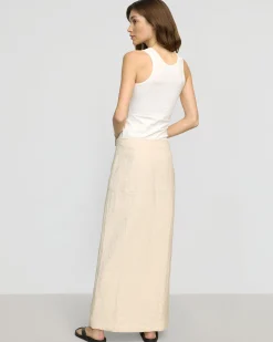 Hua Jia Ranni Front-Vent Linen-Blend Skirt< Skirts