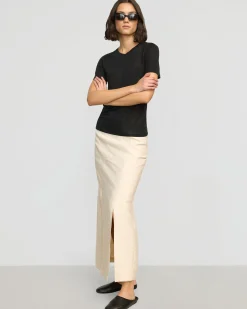 Hua Jia Ranni Front-Vent Linen-Blend Skirt< Skirts