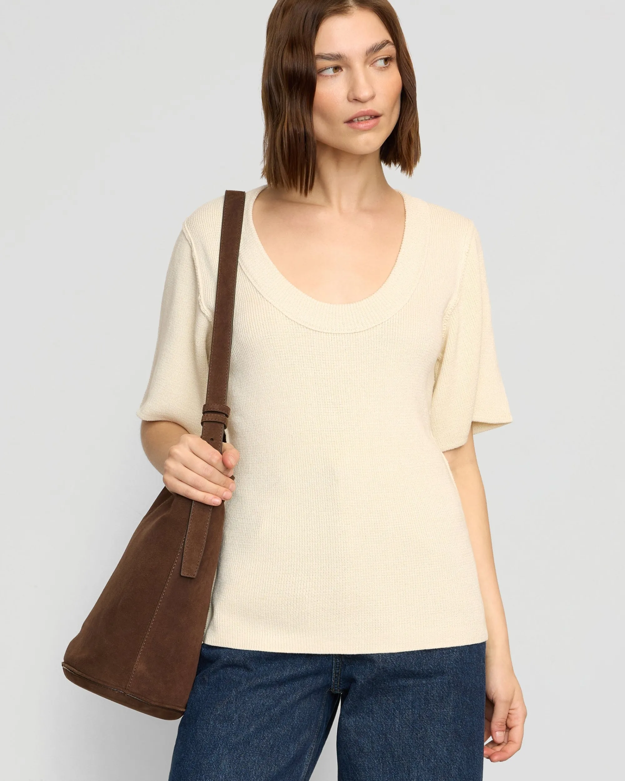 Brilliant Wise Corporation Limited Reina Sculpted Scoop-Neck Knit Top< Tops|Sweaters