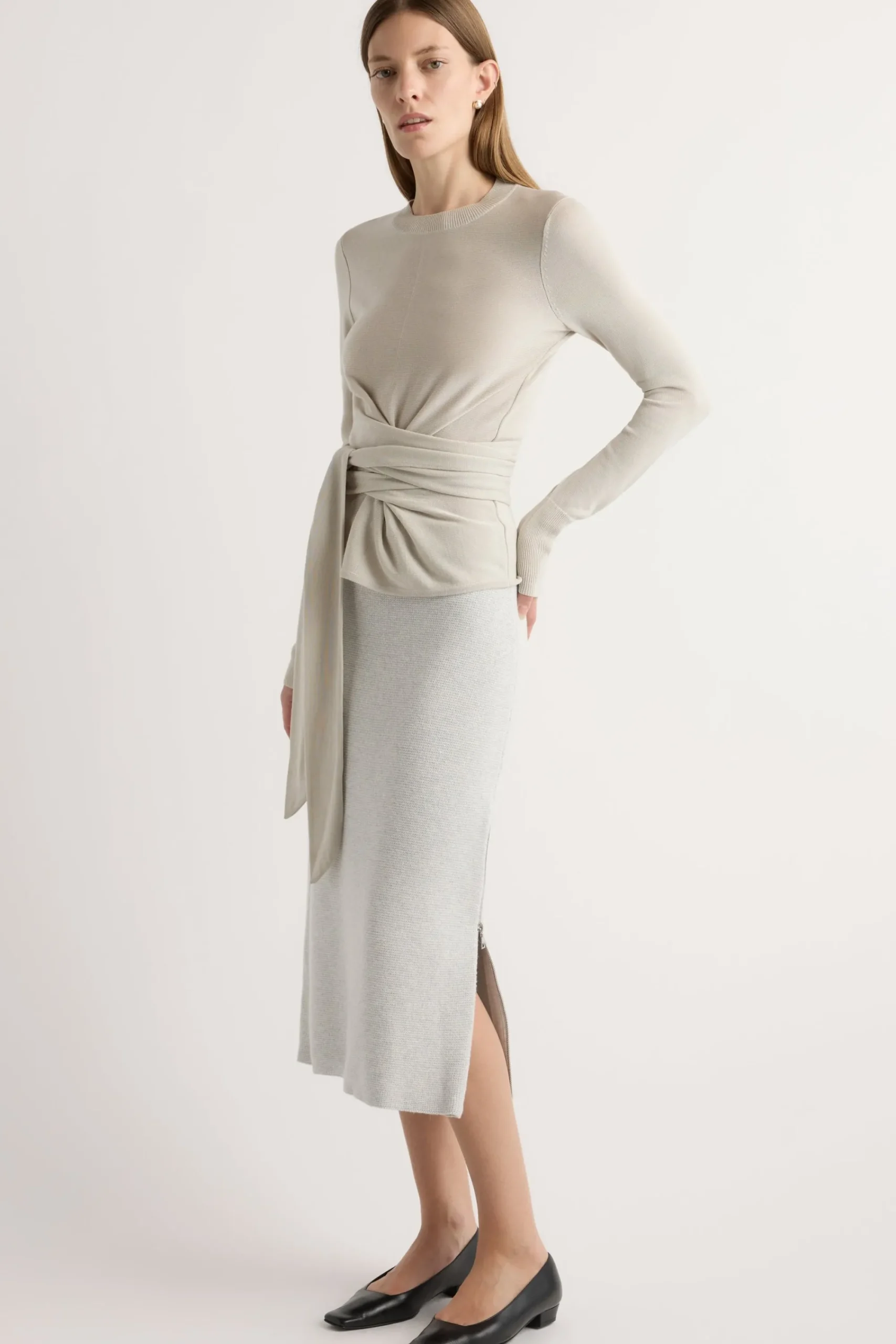 Brilliant Wise Corporation Limited Robin Tie-Front Tencel-Wool Sweater< Sweaters