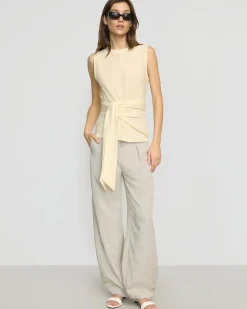 Brilliant Wise Corporation Limited Rois Tie-Front Linen-Cotton Top< Sweaters|Tops