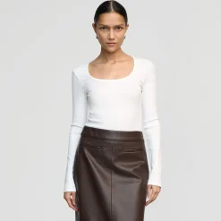 Asia Consultancy Co., Ltd Rosa Ribbed Scoop-Neck Semi-Sheer Tee< Tees|Tops