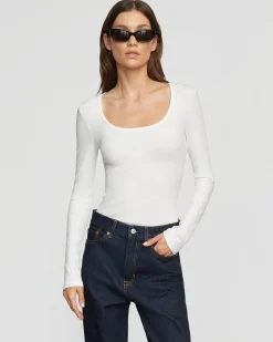 Asia Consultancy Co., Ltd Rosa Ribbed Scoop-Neck Semi-Sheer Tee< Tees|Tops