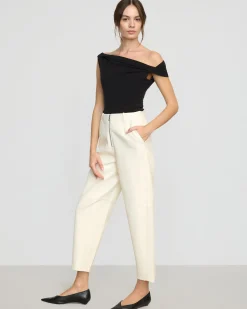 Hua Jia Rupa Vegan Leather Barrel-Leg Pant< Pants