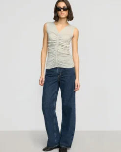 Asia Consultancy Co., Ltd Saleha Ruched-Front Sleeveless Tank< Tees|Tops