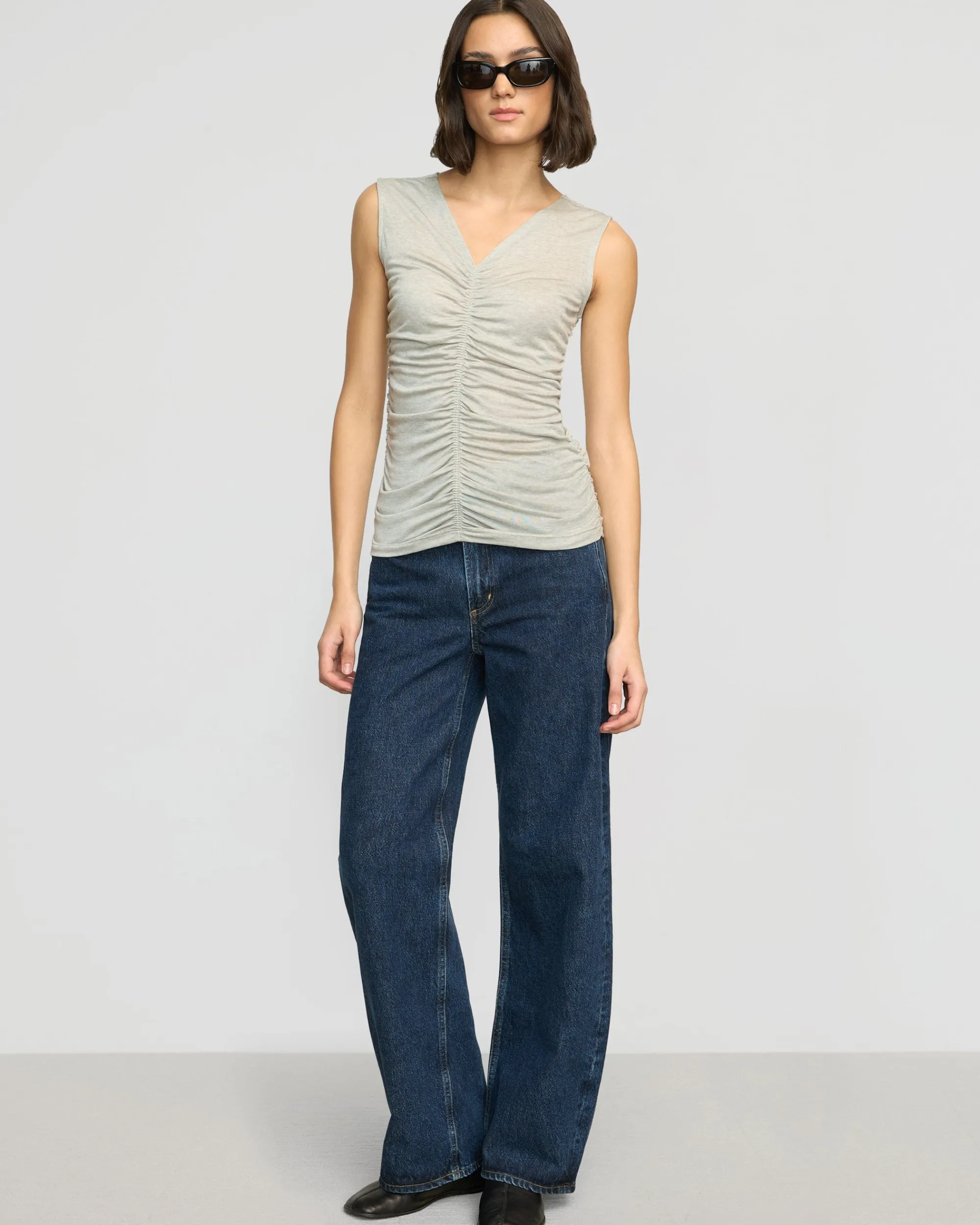 Asia Consultancy Co., Ltd Saleha Ruched-Front Sleeveless Tank< Tees|Tops