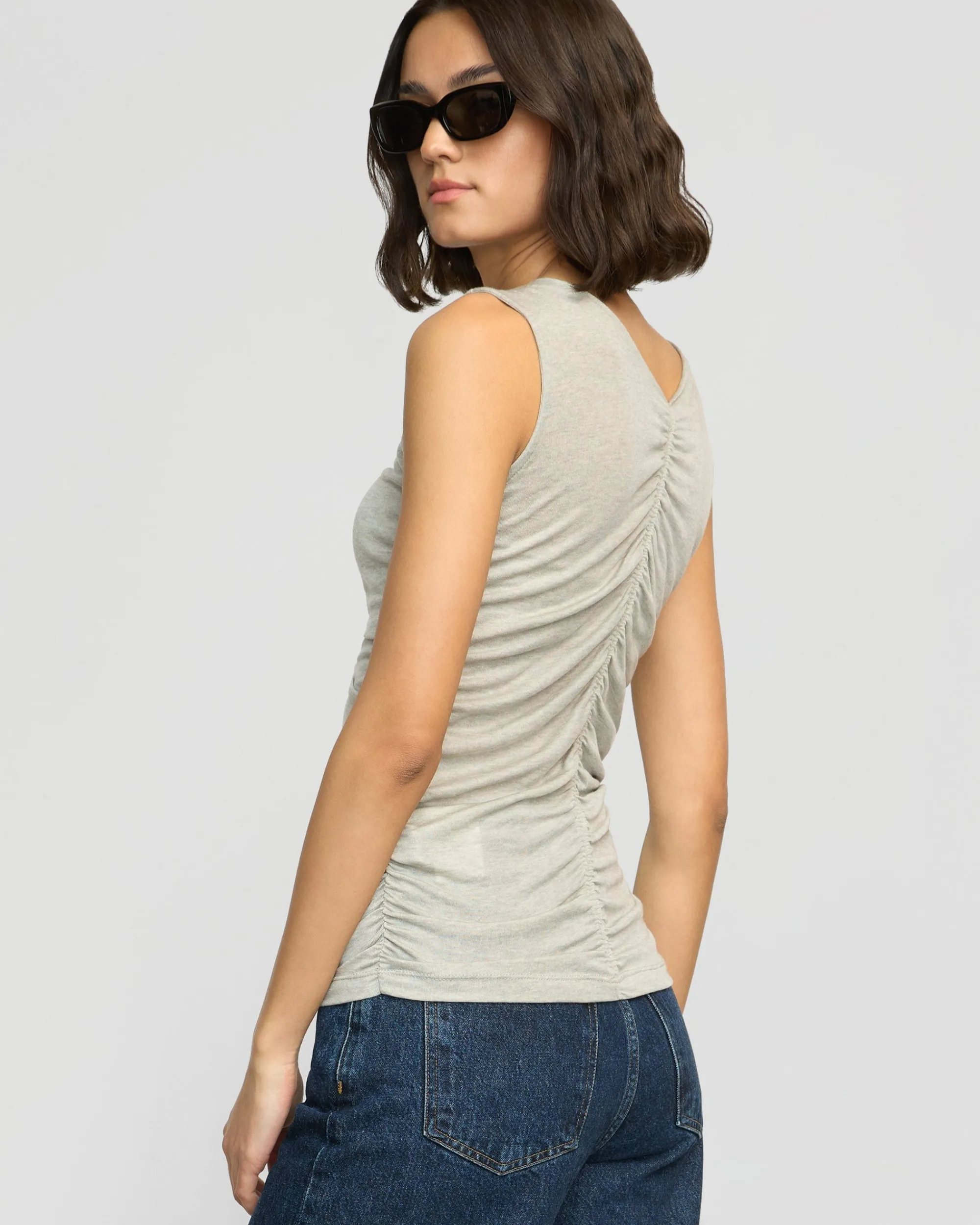Asia Consultancy Co., Ltd Saleha Ruched-Front Sleeveless Tank< Tees|Tops