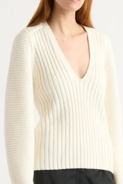 Brilliant Wise Corporation Limited Sanne Ottoman-Knit V-Neck Sweater< Sweaters