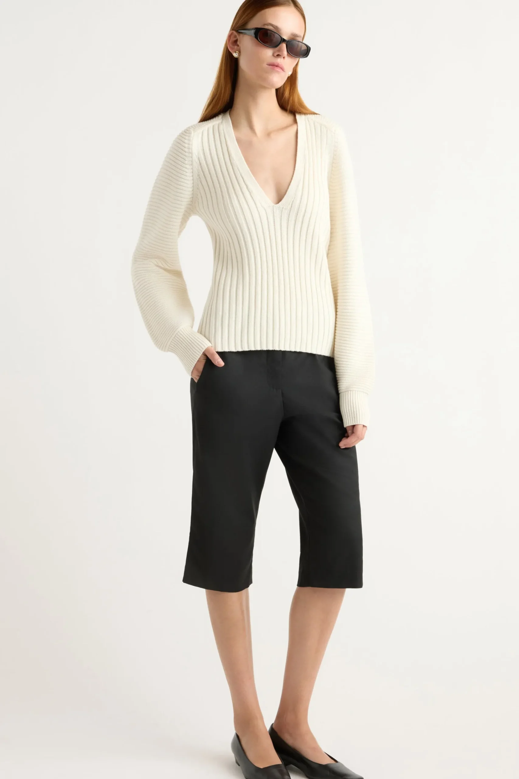 Brilliant Wise Corporation Limited Sanne Ottoman-Knit V-Neck Sweater< Sweaters
