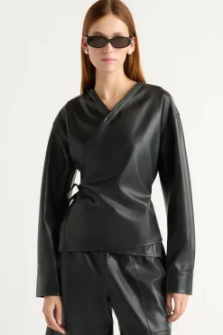 Hua Jia Sarit Vegan Leather Wrap Top< Tops