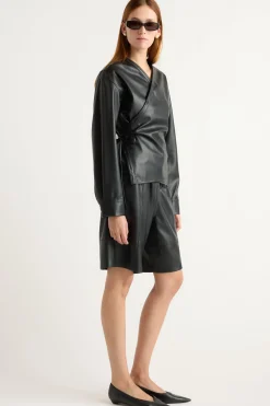 Hua Jia Sarit Vegan Leather Wrap Top< Tops