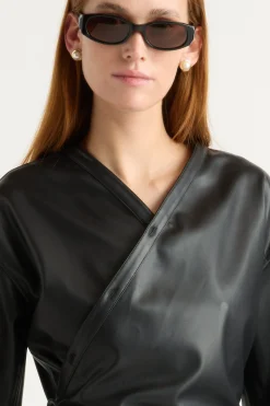 Hua Jia Sarit Vegan Leather Wrap Top< Tops