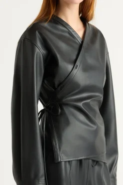 Hua Jia Sarit Vegan Leather Wrap Top< Tops
