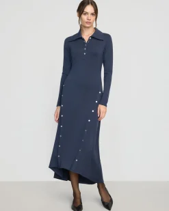 Hua Shang Group (H.K.) Ltd Shawna Button-Accent Collared Dress< Dresses