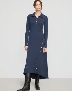 Hua Shang Group (H.K.) Ltd Shawna Button-Accent Collared Dress< Dresses